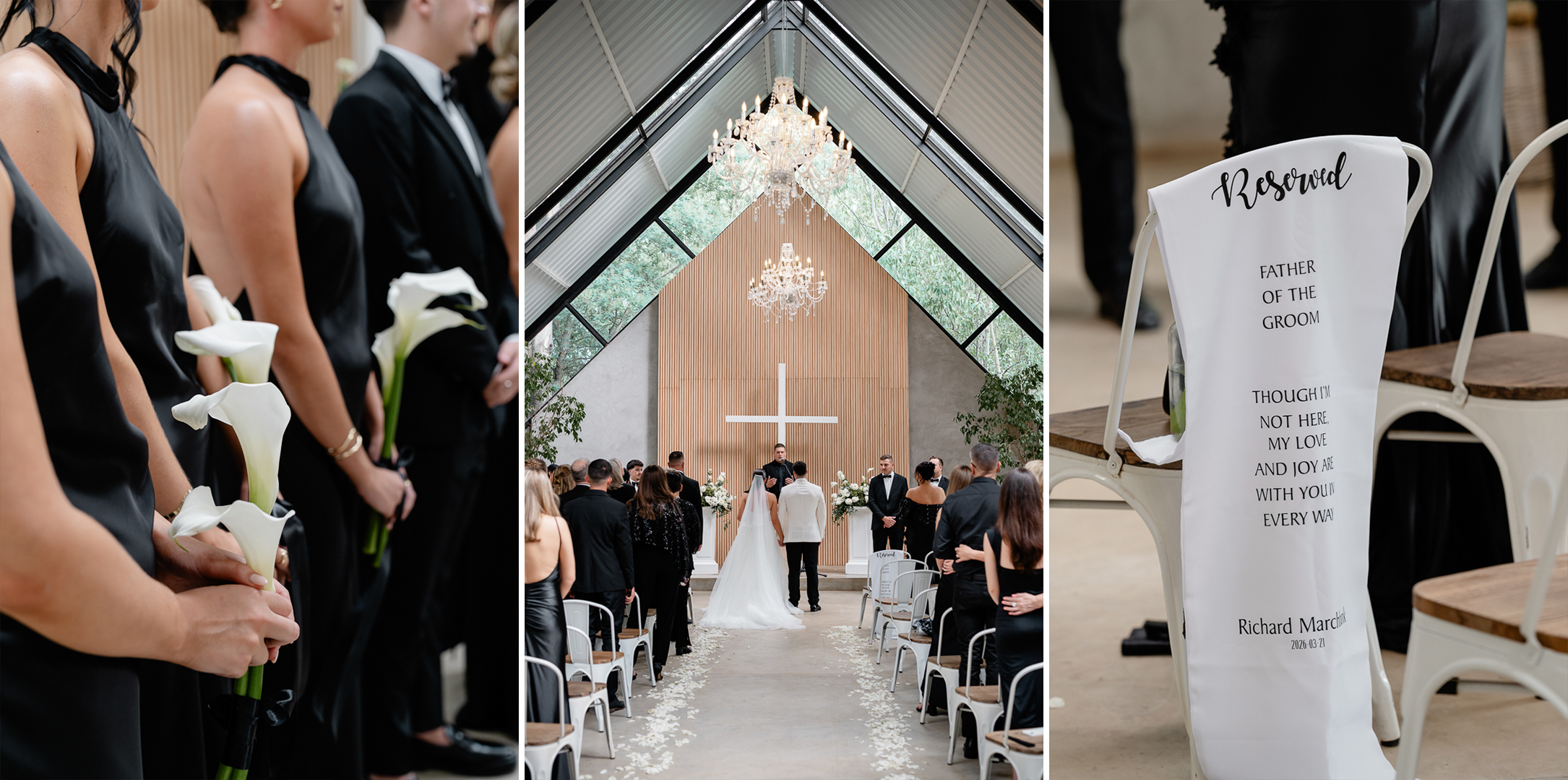 lace on timber wedding venue chapel